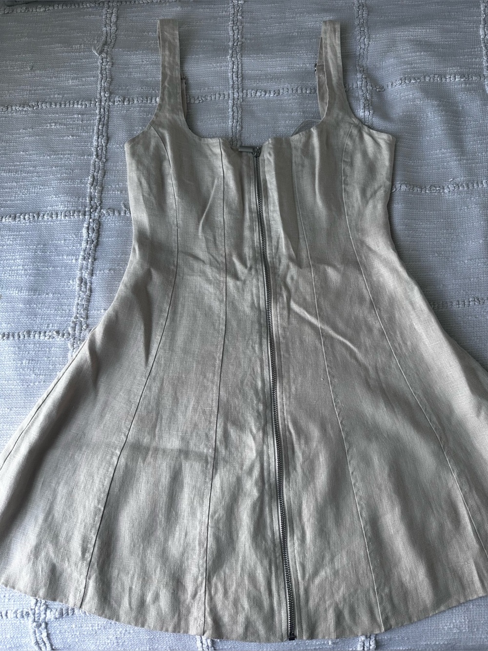 DISSH Linen A-Line Mini Dress with Front Zip